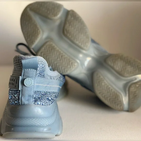 Steve Madden Women's Sz 7 (6.5) Maxima Knit Baby Blue Rhinestone Fashion Sneaker - Picture 6 of 12